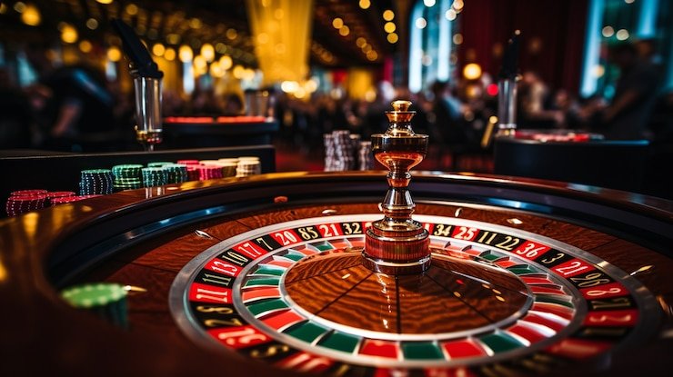 Tampilan meja French Roulette dengan roda 37 angka dan tata letak taruhan Prancis